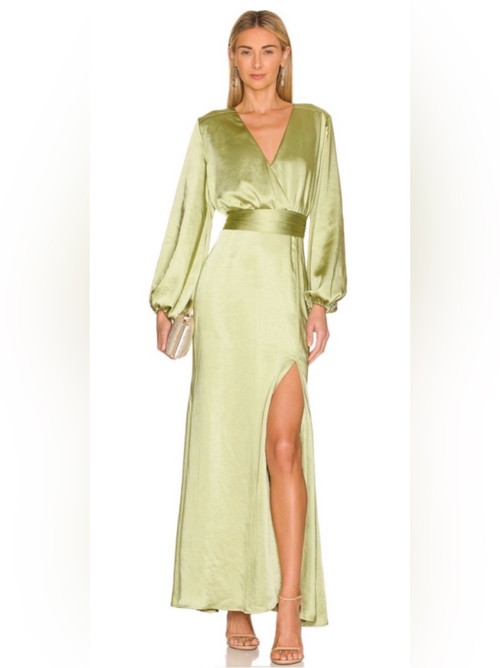 NWT Elliatt Kai Maxi Dress Small Avocado Green Romantic Feminine Wedding Guest